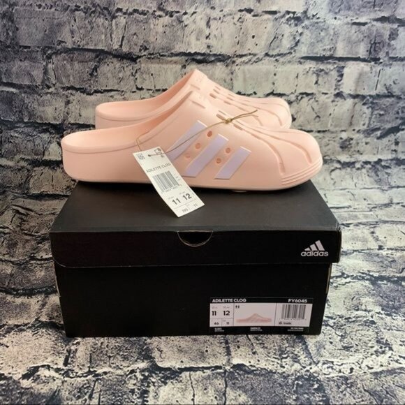 Adidas Adilette Clog 11/12 Pink White FY6045 - Picture 1 of 8